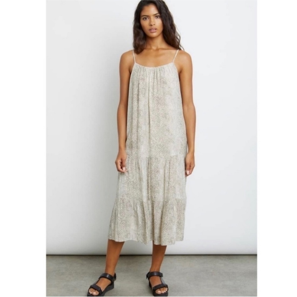 Rails Midi Dress Womens S Adora Snakeskin Animal Print Cream Sleeveless Flowy